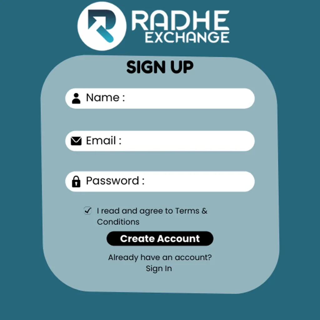 create radhe exchange betting account