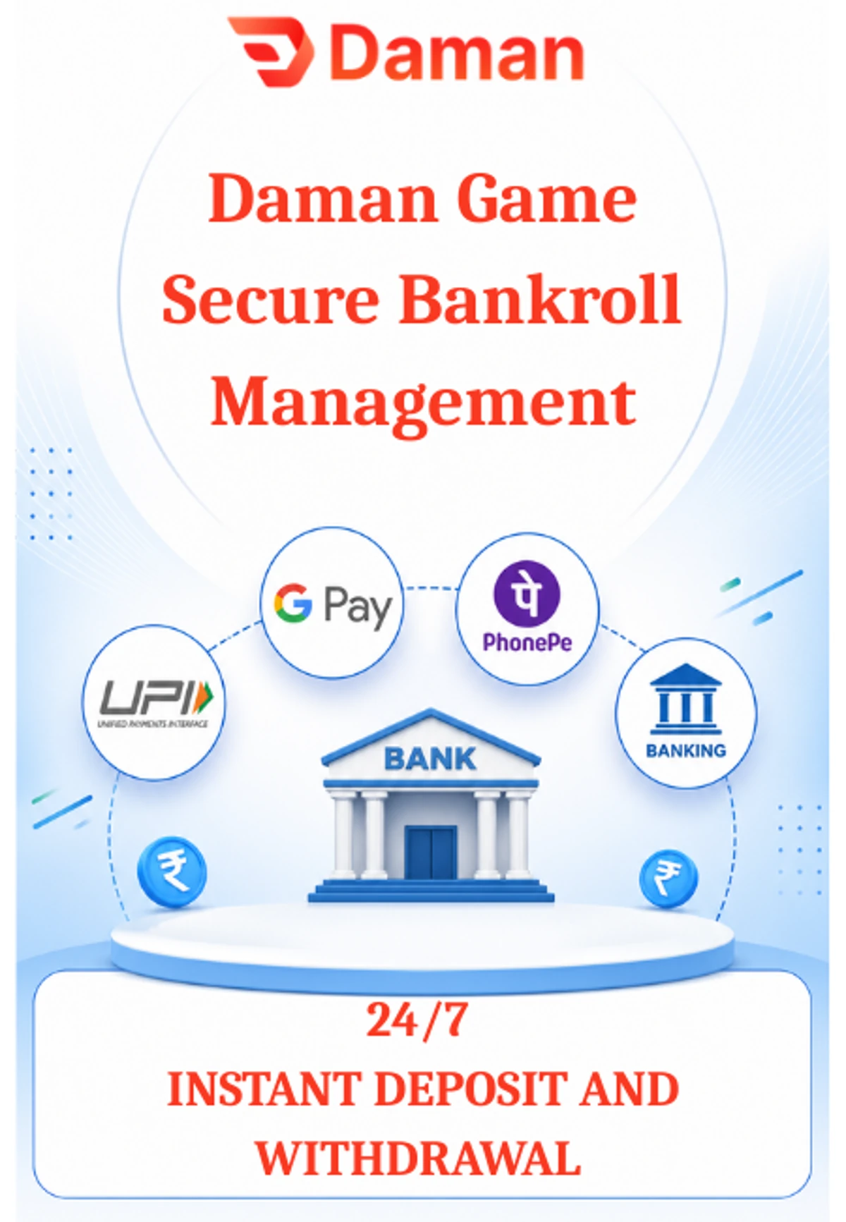 Daman Game payment deposit and withdrawal methods with UPI and banking